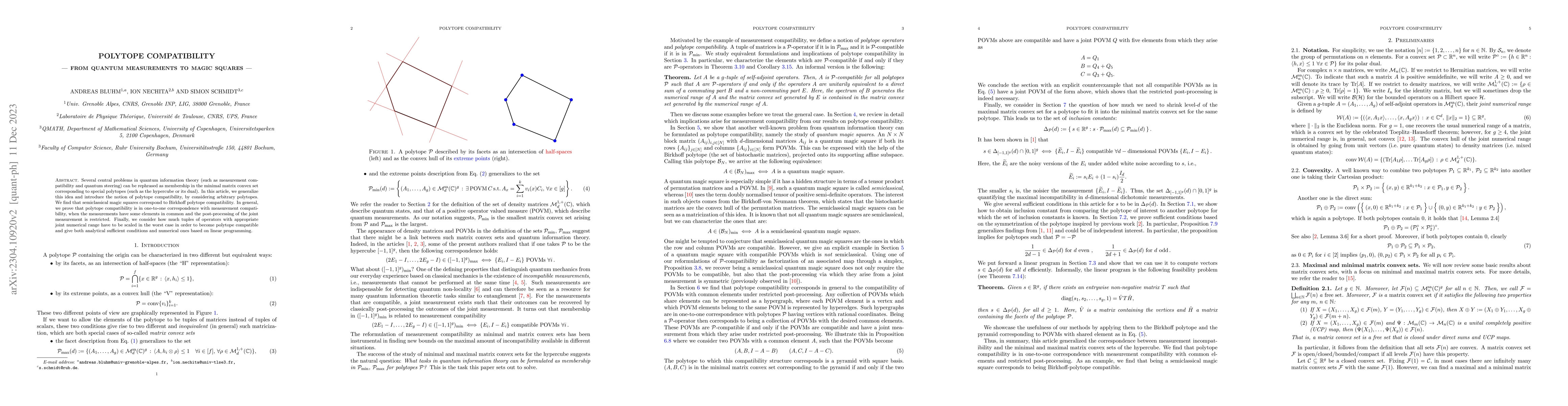 Thumbnail for Polytope compatibility -- from quantum measurements to magic squares
