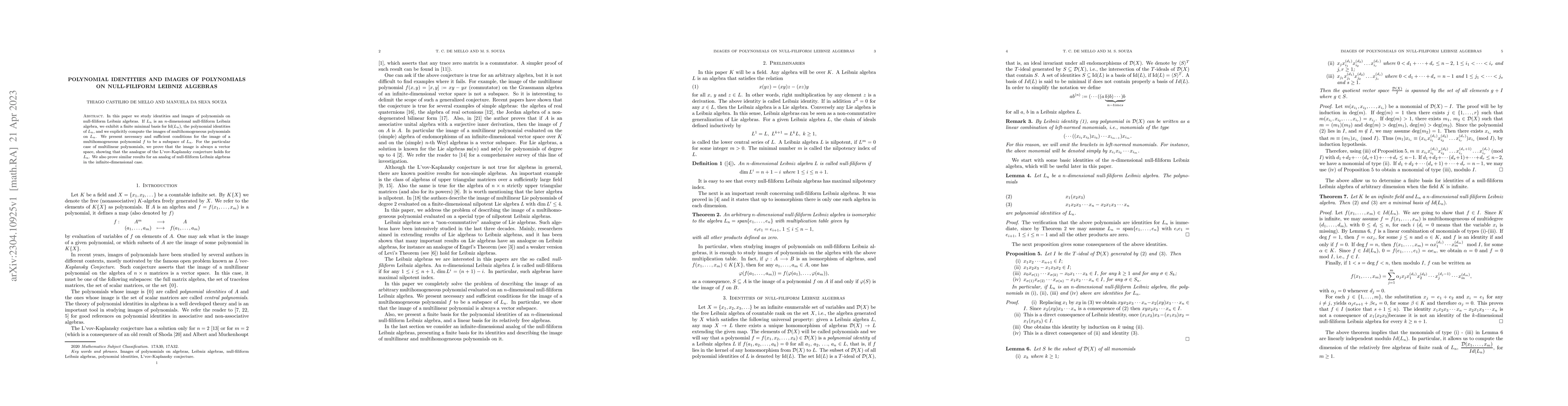 Thumbnail for Polynomial identities and images of polynomials on null-filiform Leibniz
  algebras