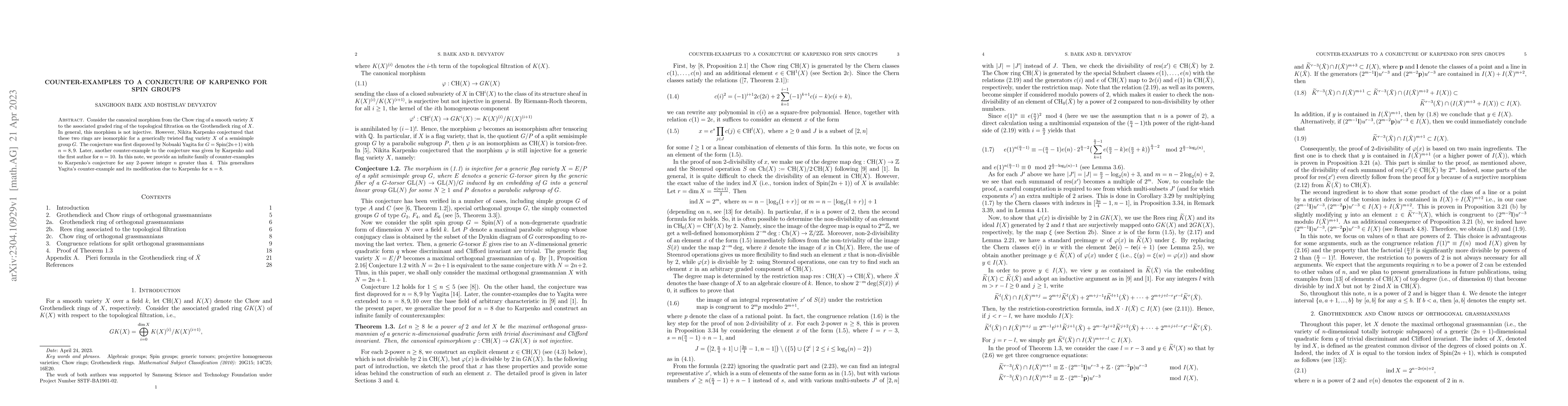 Thumbnail for Counter-examples to a conjecture of Karpenko for spin groups