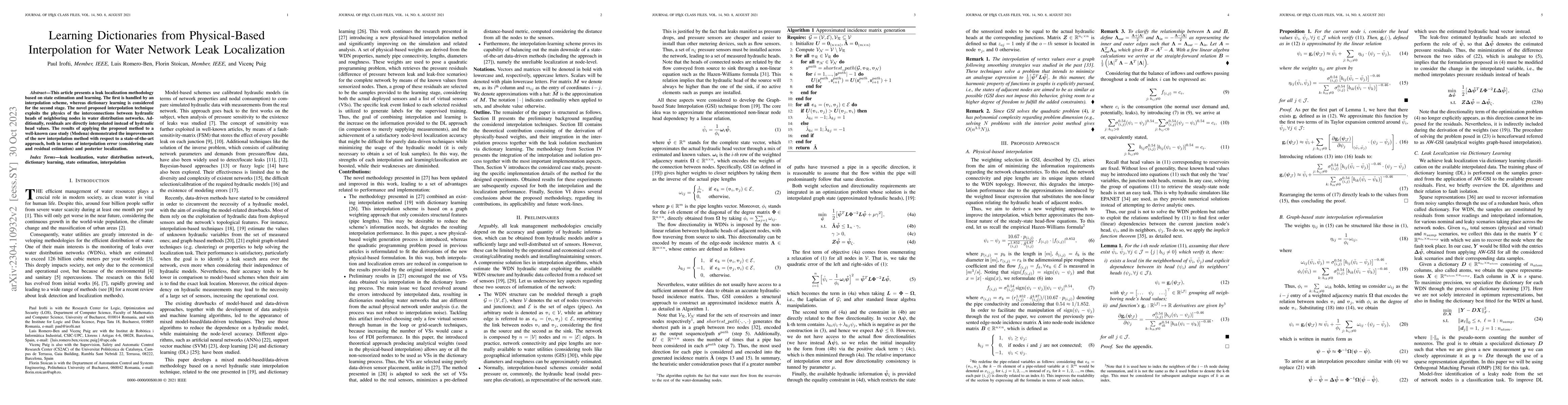 Thumbnail for Learning Dictionaries from Physical-Based Interpolation for Water
  Network Leak Localization
