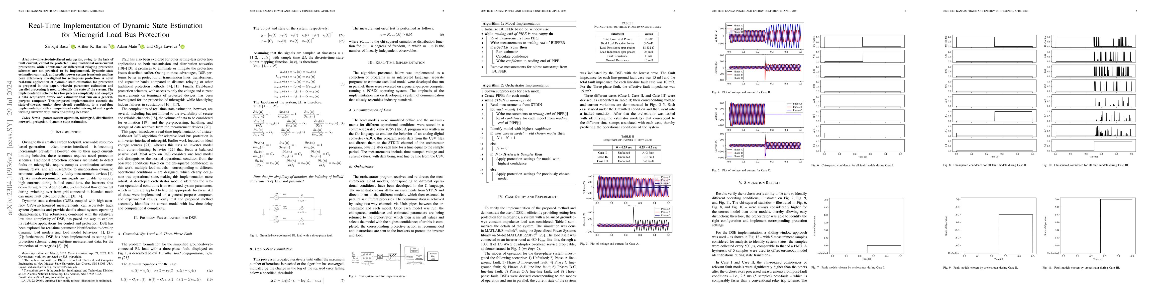 Thumbnail for Real-Time Implementation of Dynamic State Estimation for Microgrid Load
  Bus Protection