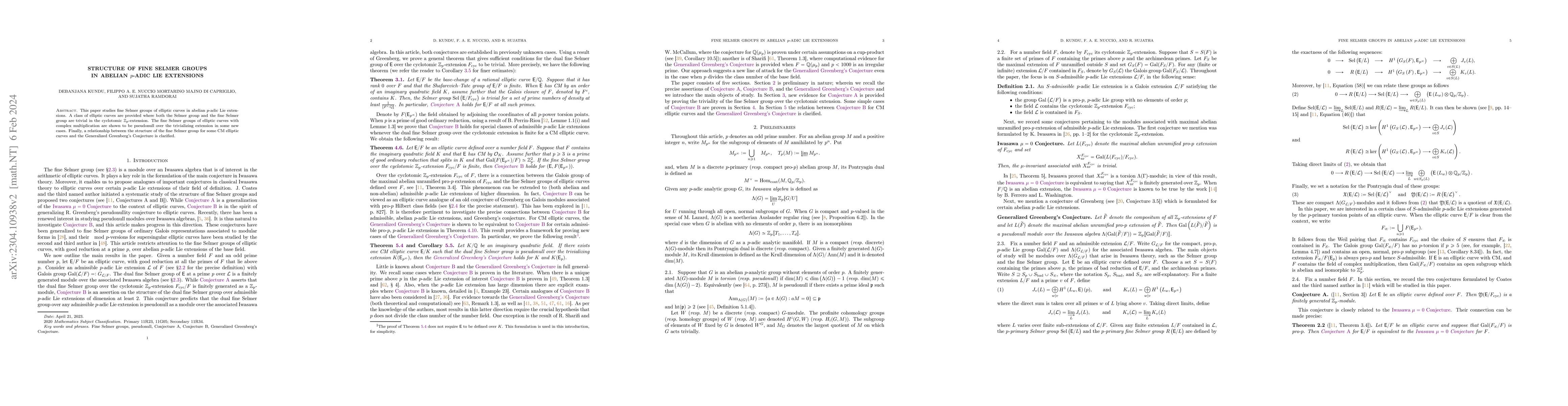 Thumbnail for Structure of fine Selmer groups in abelian p-adic Lie extensions