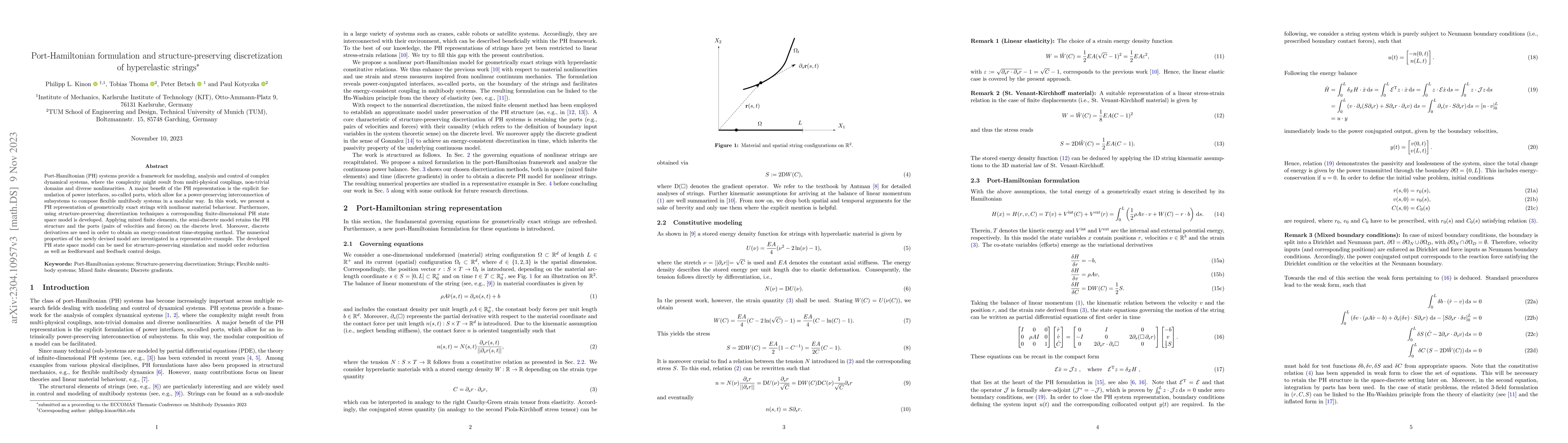 Thumbnail for Port-Hamiltonian formulation and structure-preserving discretization of
  hyperelastic strings