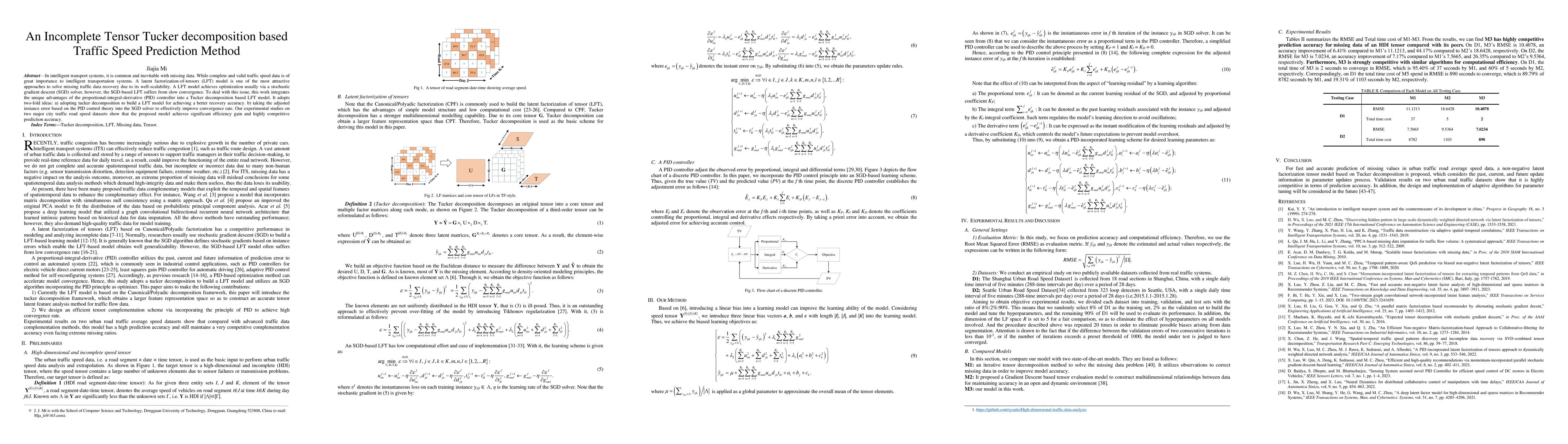 Thumbnail for An Incomplete Tensor Tucker decomposition based Traffic Speed Prediction
  Method