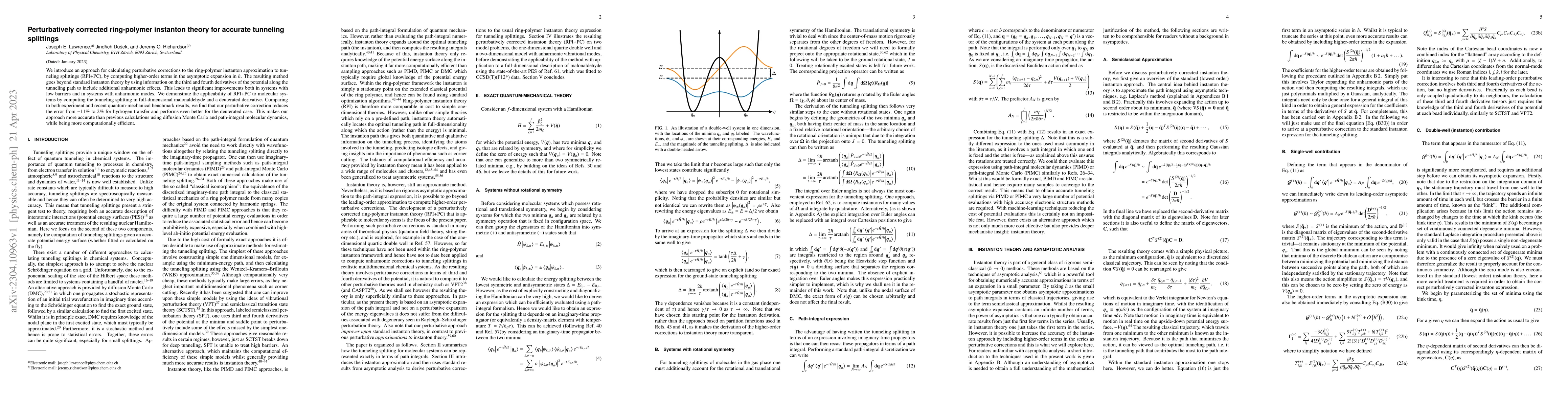 Thumbnail for Perturbatively corrected ring-polymer instanton theory for accurate
  tunneling splittings