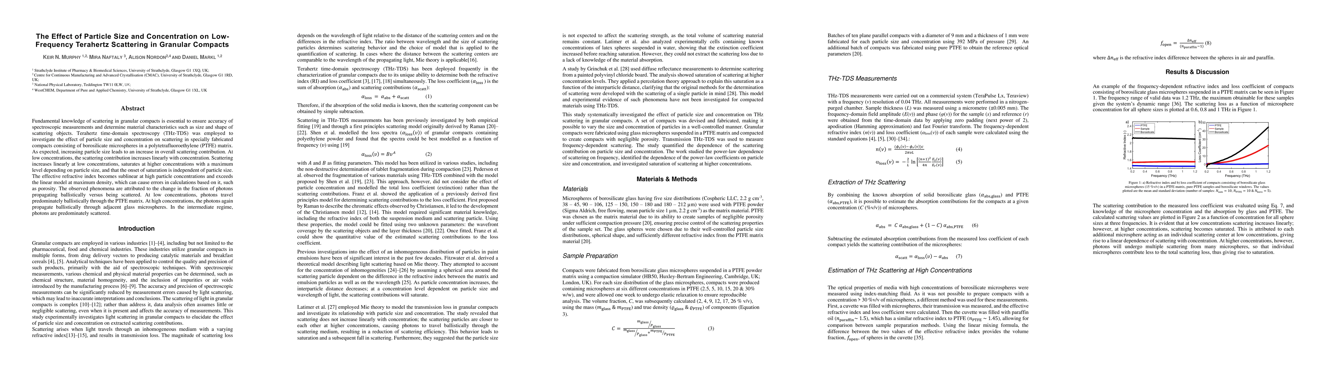 Thumbnail for The Effect of Particle Size and Concentration on Low-Frequency Terahertz
  Scattering in Granular Compacts
