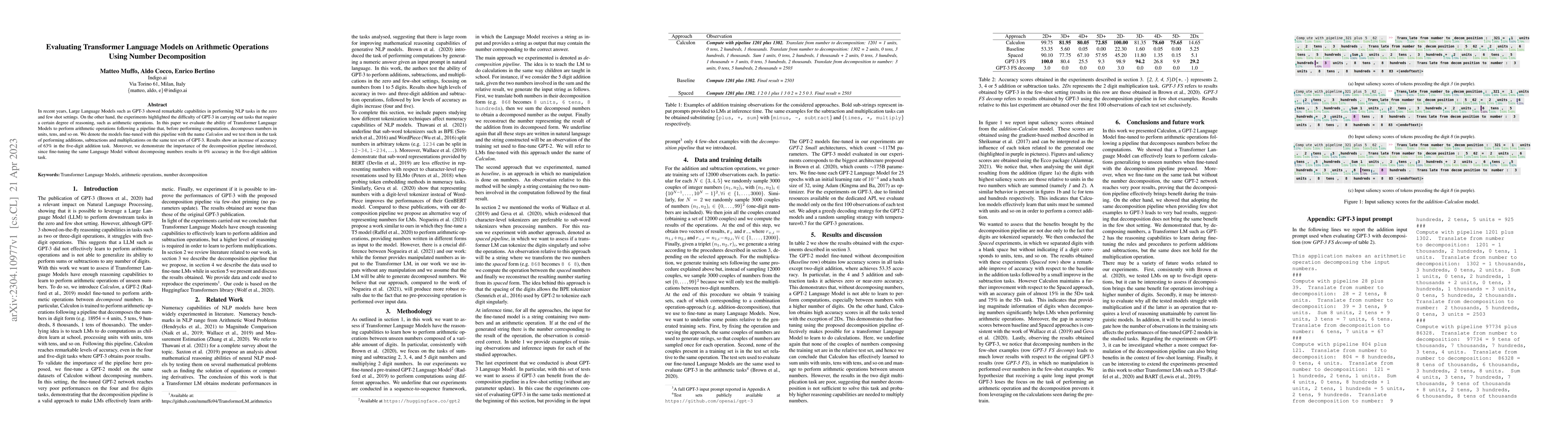 Thumbnail for Evaluating Transformer Language Models on Arithmetic Operations Using
  Number Decomposition