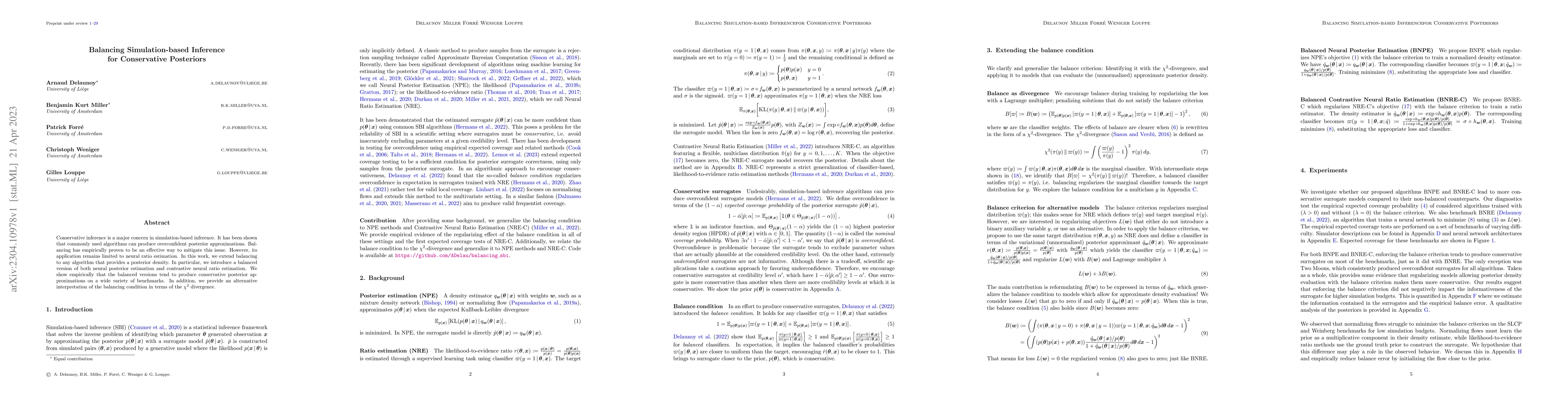 Thumbnail for Balancing Simulation-based Inference for Conservative Posteriors
