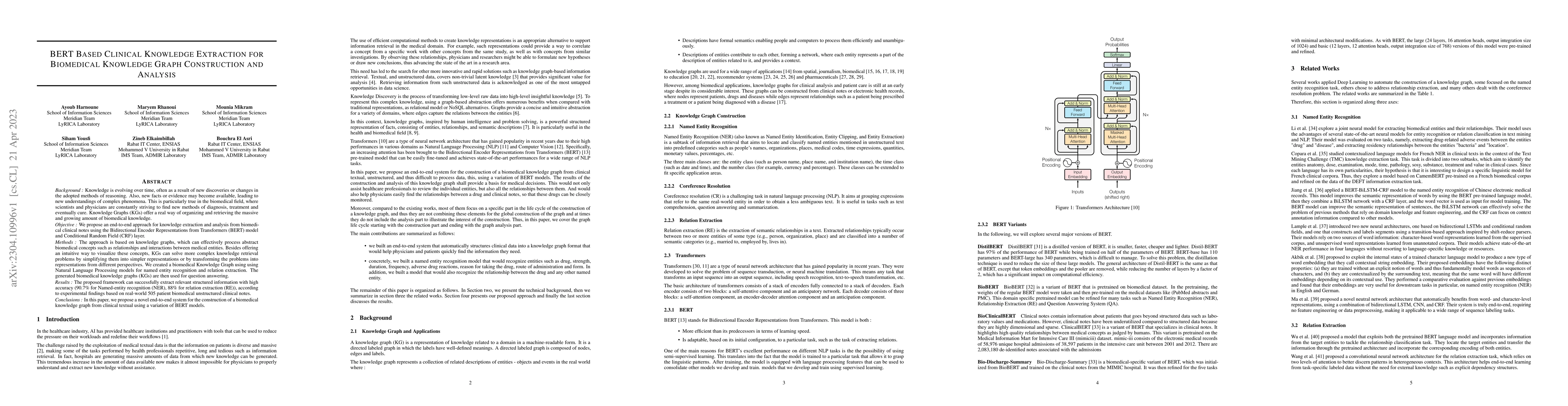 Thumbnail for BERT Based Clinical Knowledge Extraction for Biomedical Knowledge Graph
  Construction and Analysis