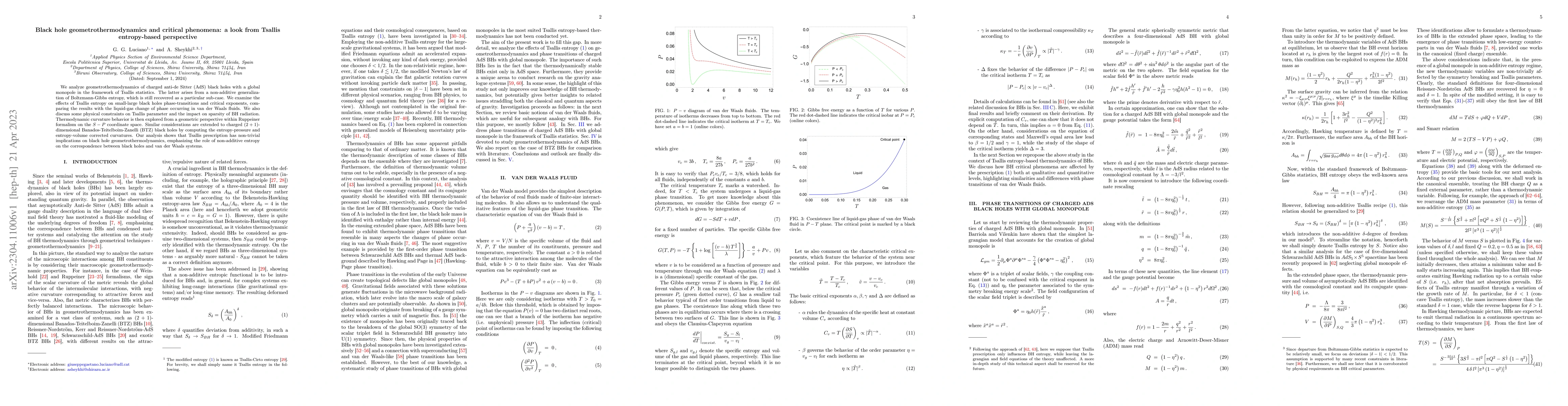 Thumbnail for Black hole geometrothermodynamics and critical phenomena: a look from
  Tsallis entropy-based perspective
