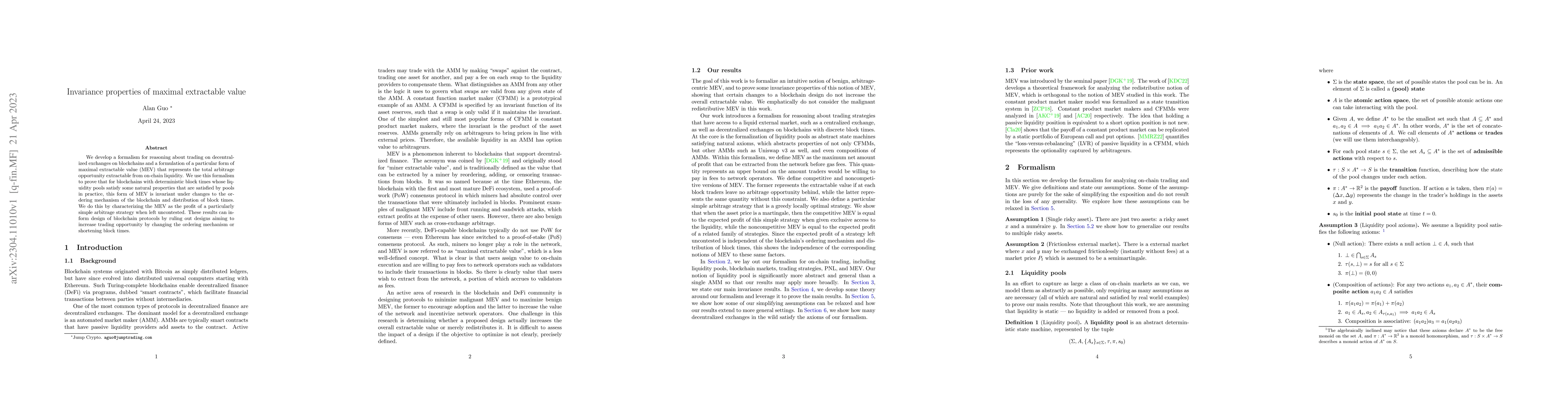 Thumbnail for Invariance properties of maximal extractable value