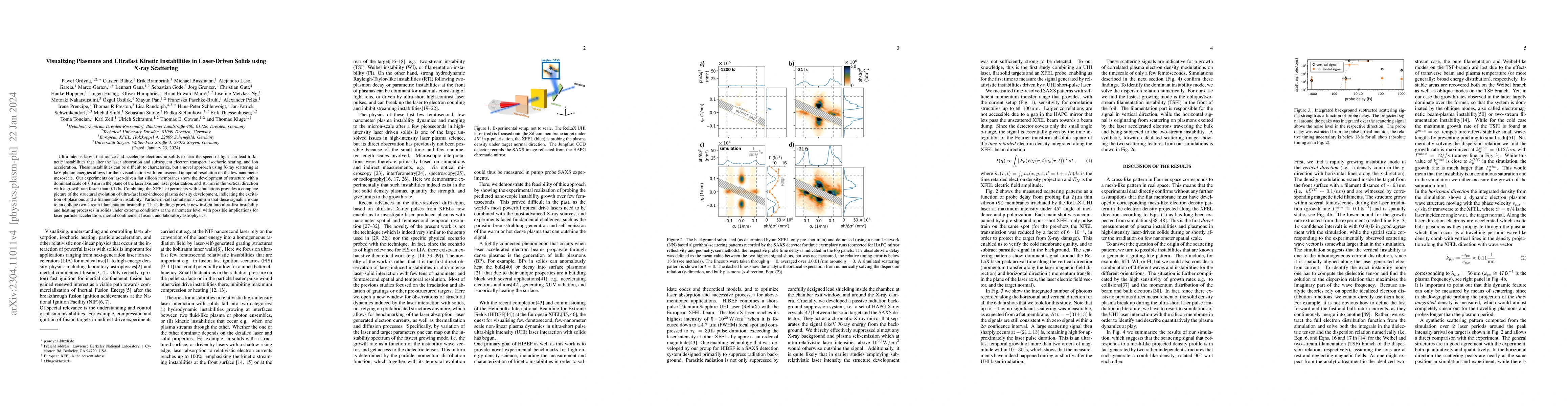 Thumbnail for Visualizing Plasmons and Ultrafast Kinetic Instabilities in Laser-Driven
  Solids using X-ray Scattering