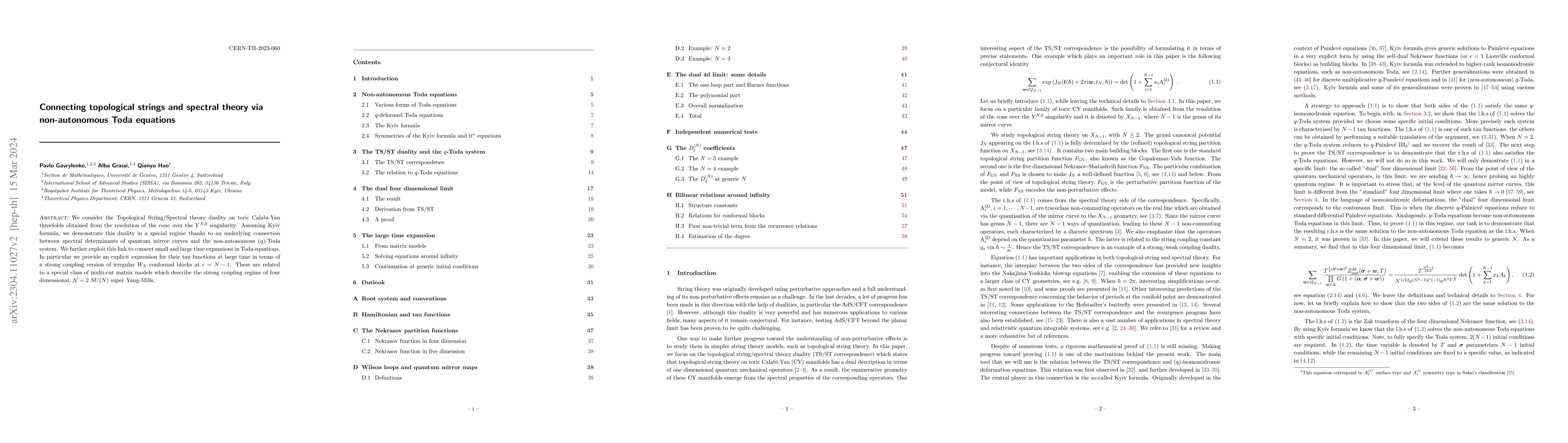 Thumbnail for Connecting topological strings and spectral theory via non-autonomous
  Toda equations