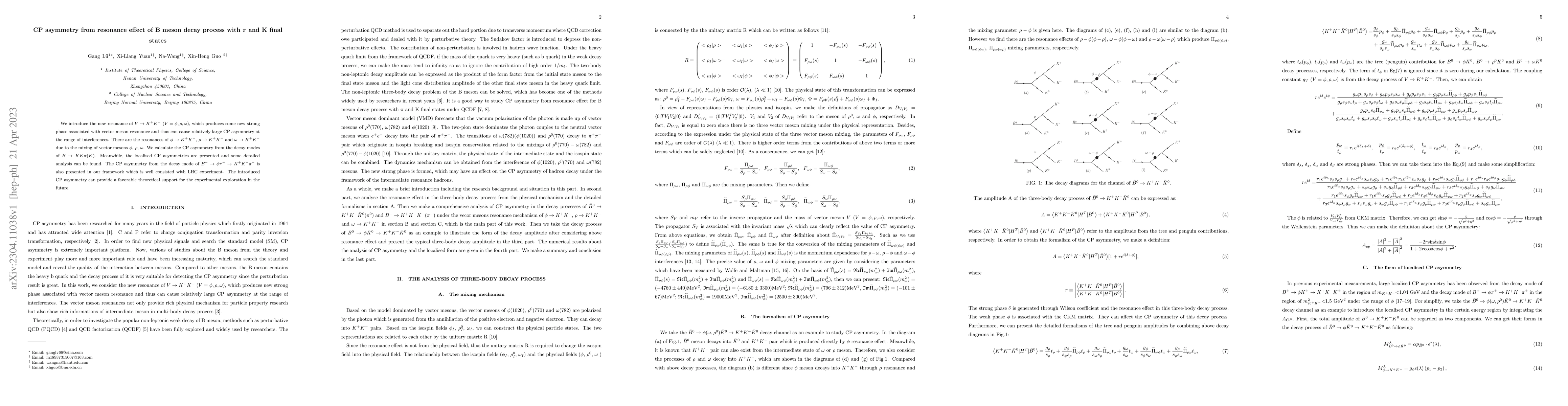 Thumbnail for CP asymmetry from resonance effect of B meson decay process with $\pi$
  and K final states