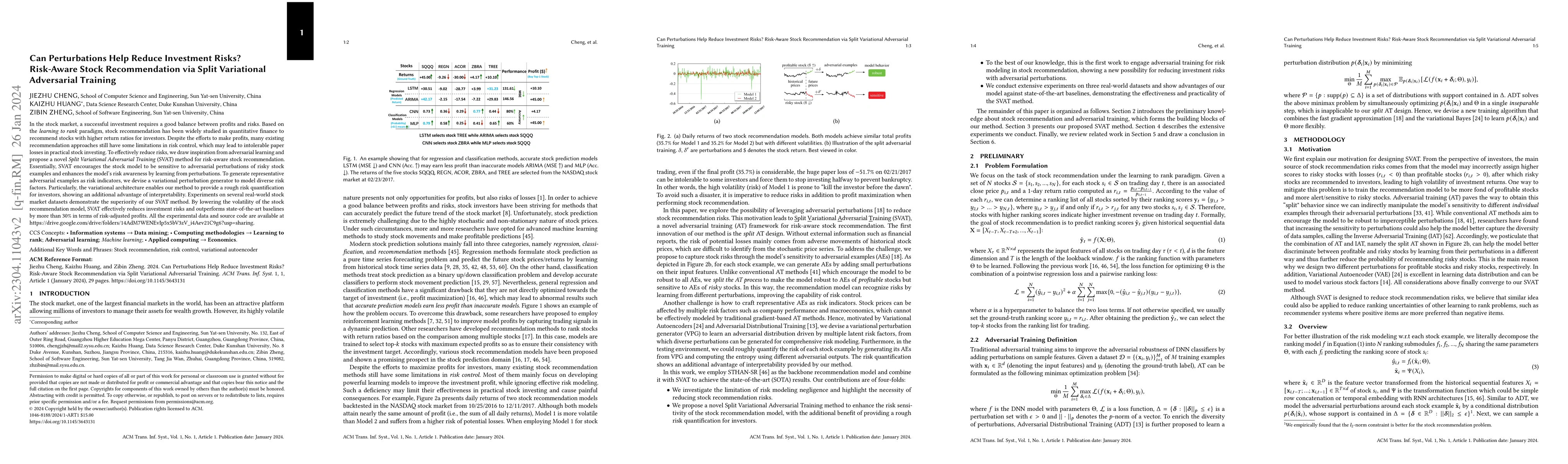 Thumbnail for Can Perturbations Help Reduce Investment Risks? Risk-Aware Stock
  Recommendation via Split Variational Adversarial Training