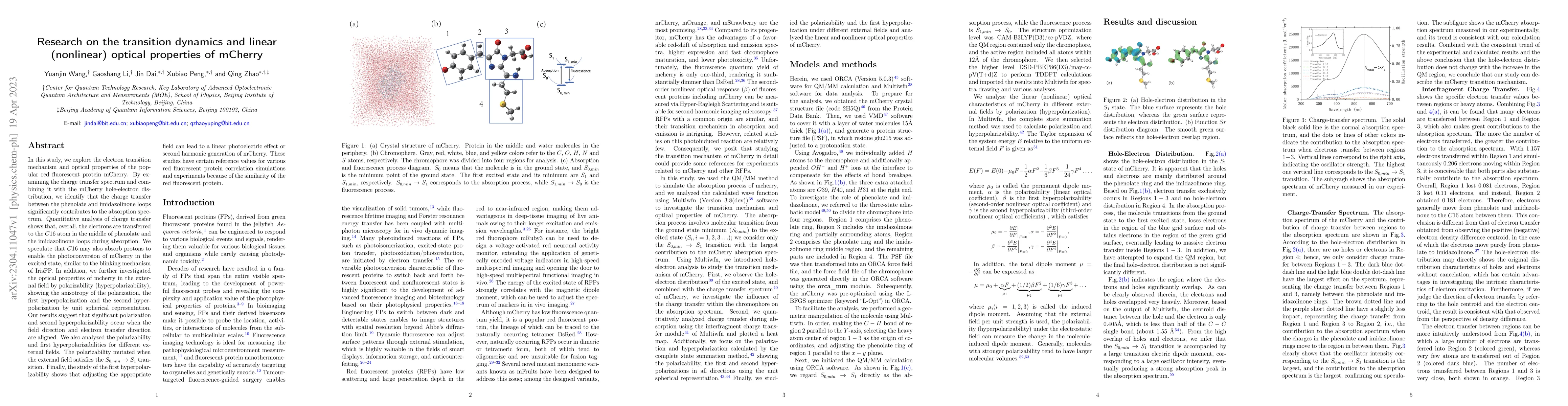 Thumbnail for Research on the transition dynamics and linear (nonlinear) optical
  properties of mCherry