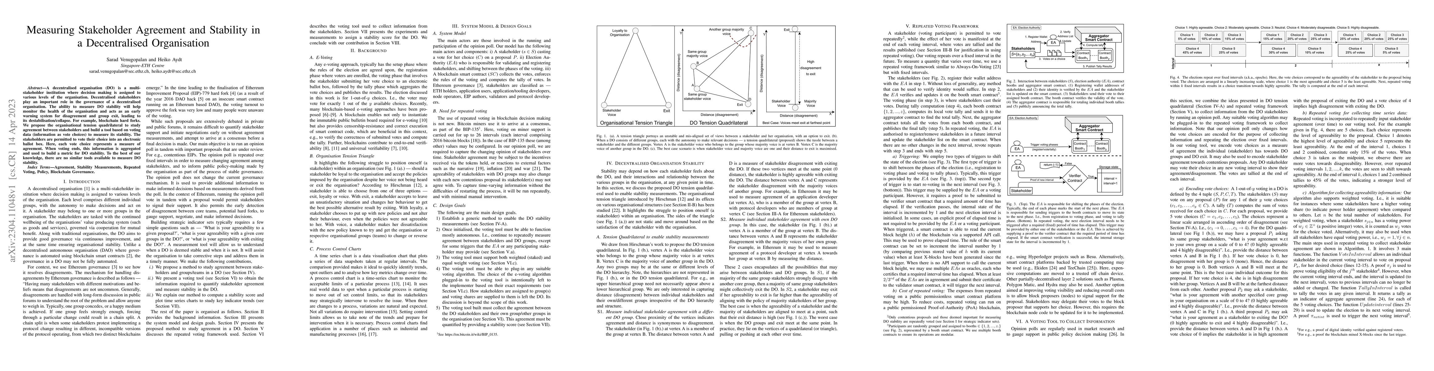 Thumbnail for Measuring Stakeholder Agreement and Stability in a Decentralised
  Organisation