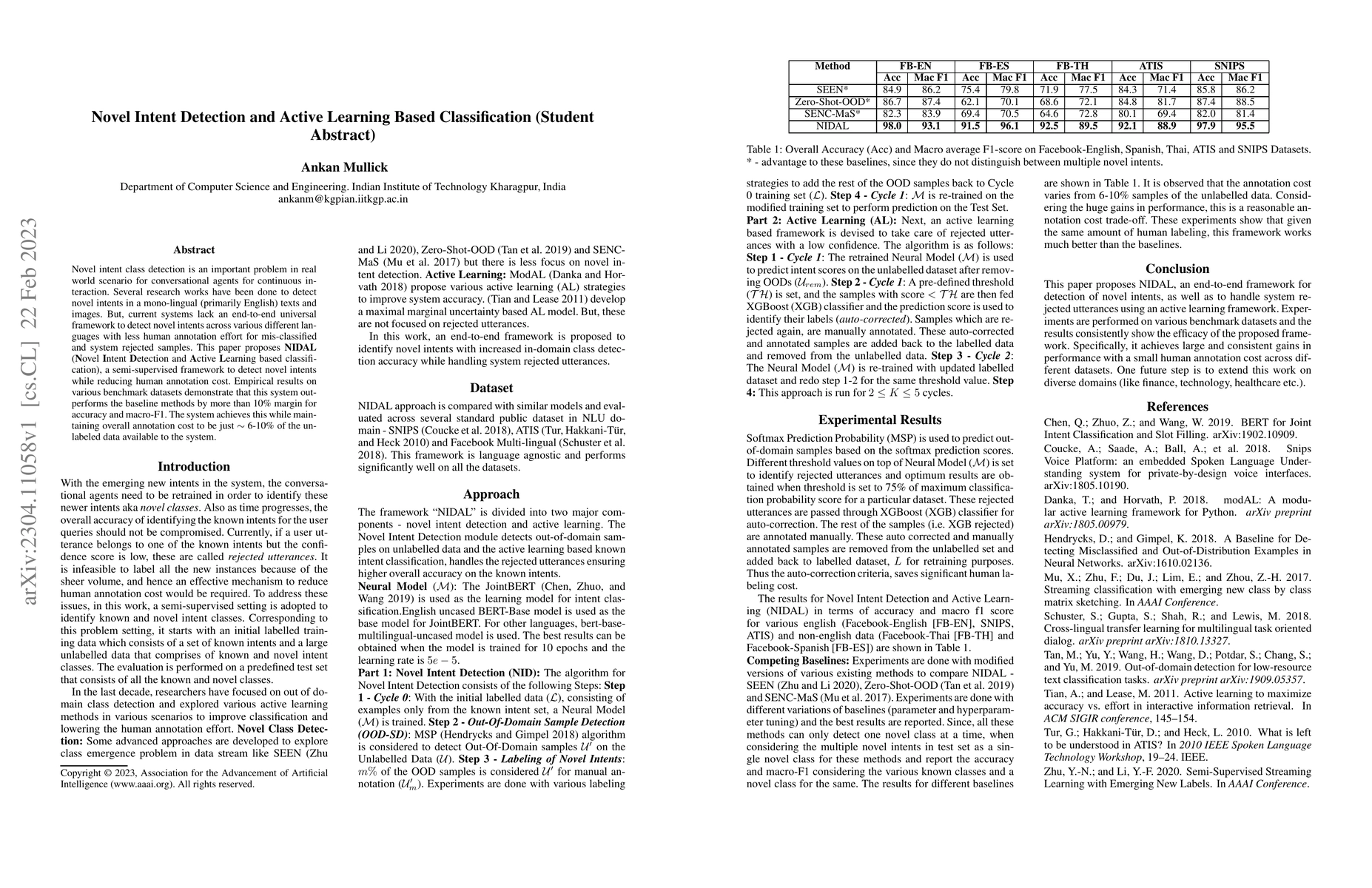 Thumbnail for Novel Intent Detection and Active Learning Based Classification (Student
  Abstract)