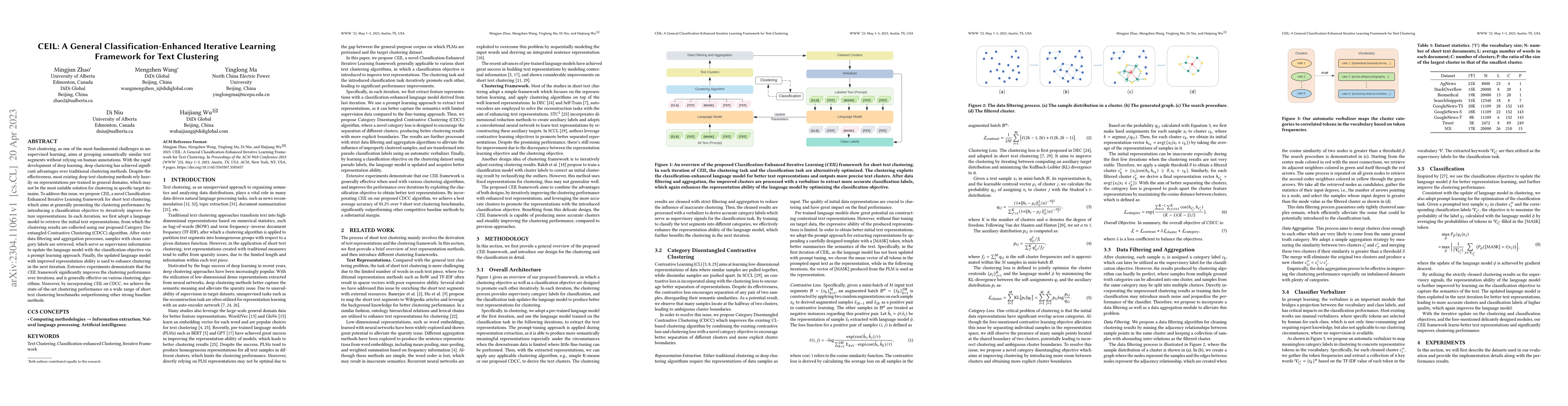 Thumbnail for CEIL: A General Classification-Enhanced Iterative Learning Framework for
  Text Clustering