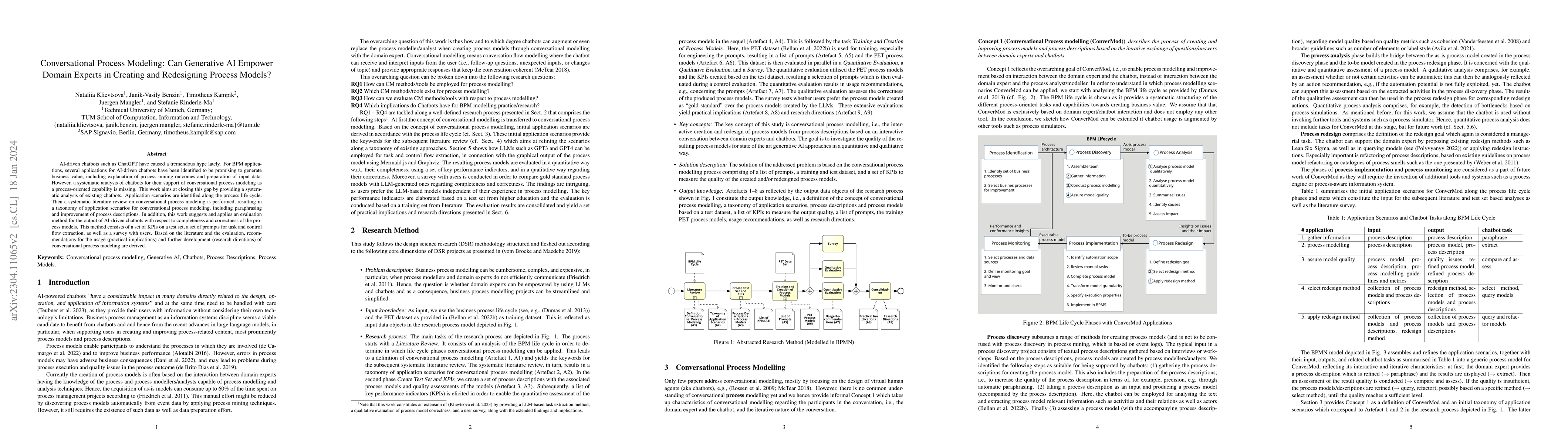 Thumbnail for Conversational Process Modeling: Can Generative AI Empower Domain
  Experts in Creating and Redesigning Process Models?