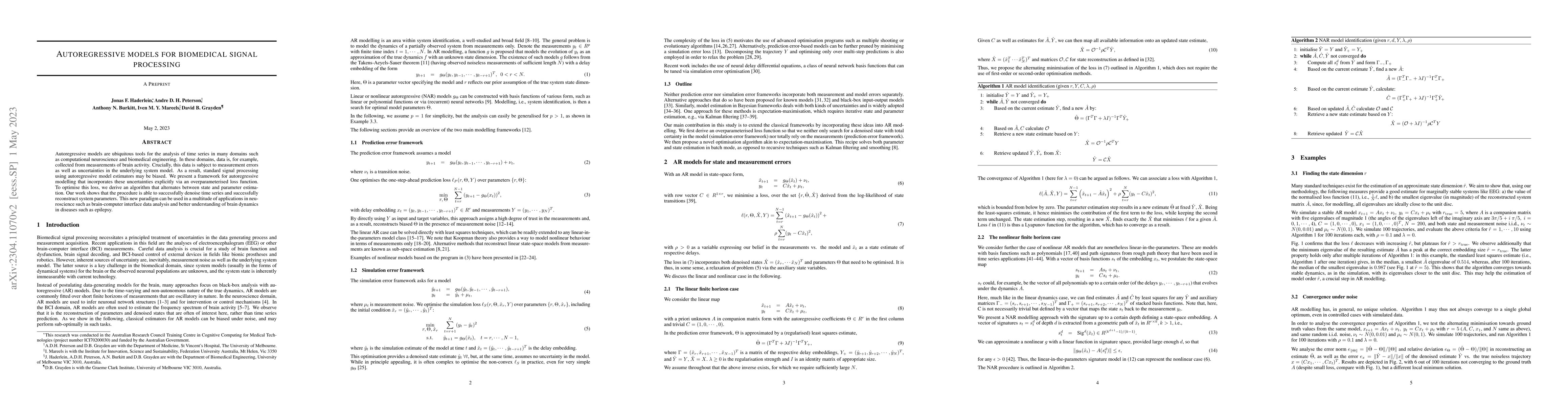 Thumbnail for Autoregressive models for biomedical signal processing