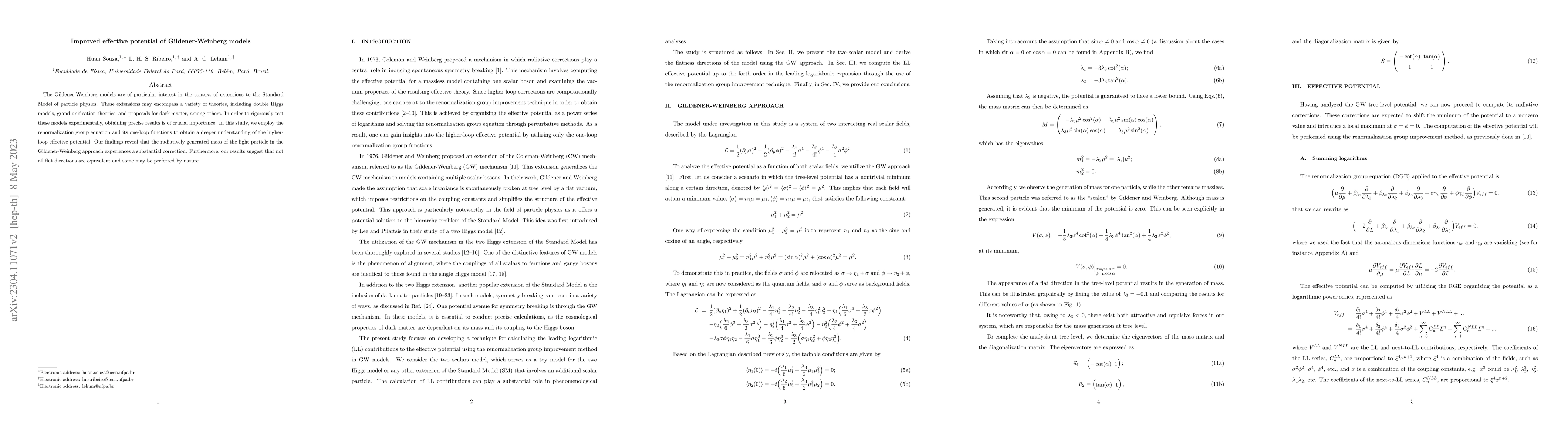 Thumbnail for Improved effective potential of Gildener-Weinberg models
