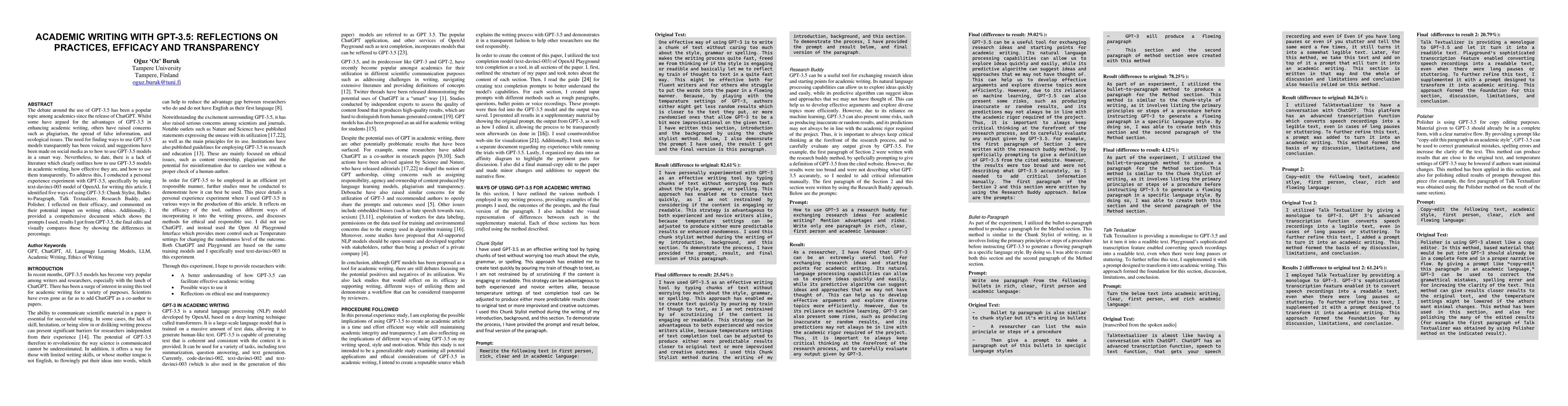 Thumbnail for Academic Writing with GPT-3.5: Reflections on Practices, Efficacy and
  Transparency
