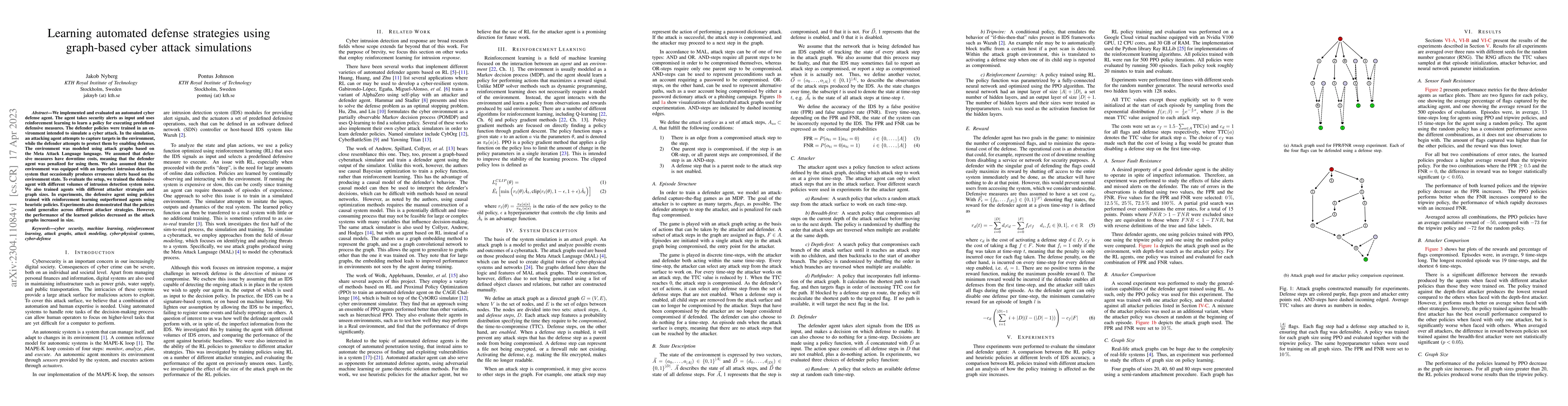 Thumbnail for Training Automated Defense Strategies Using Graph-based Cyber Attack
  Simulations