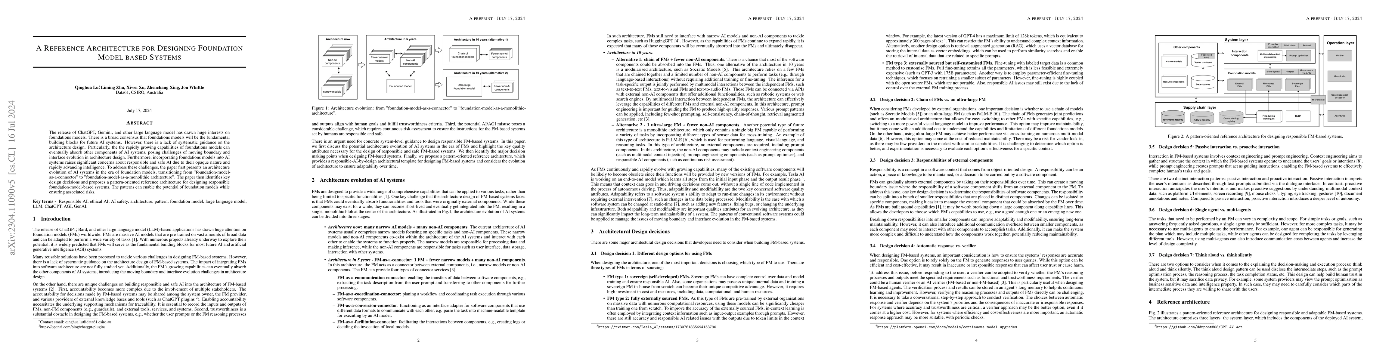 Thumbnail for A Reference Architecture for Designing Foundation Model based Systems