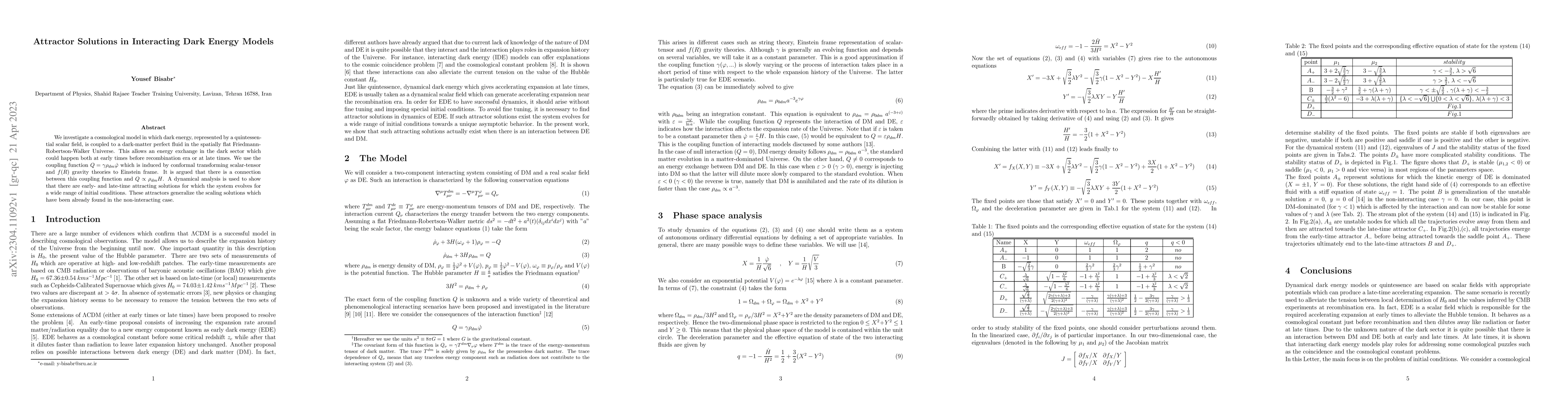 Thumbnail for Attractor Solutions in Interacting Dark Energy Models