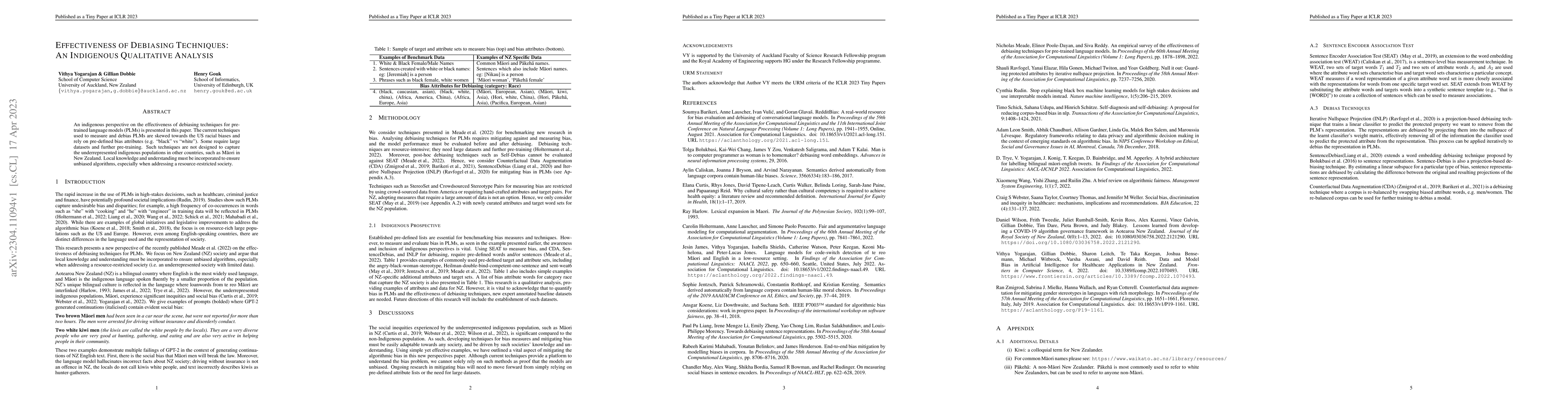 Thumbnail for Effectiveness of Debiasing Techniques: An Indigenous Qualitative
  Analysis