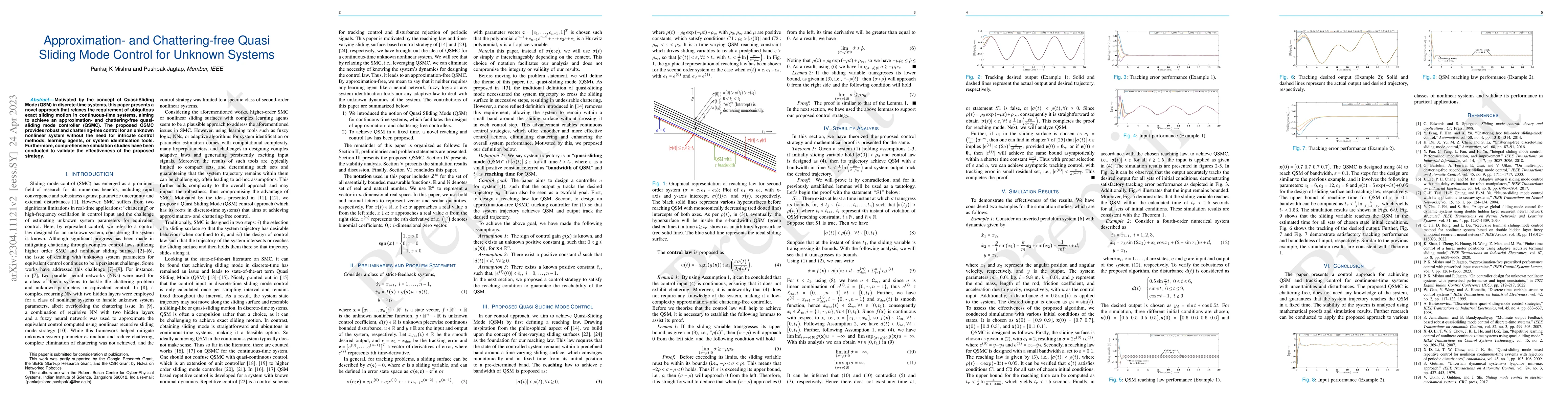 Thumbnail for Approximation- and Chattering-free Quasi Sliding Mode Control for
  Unknown Systems