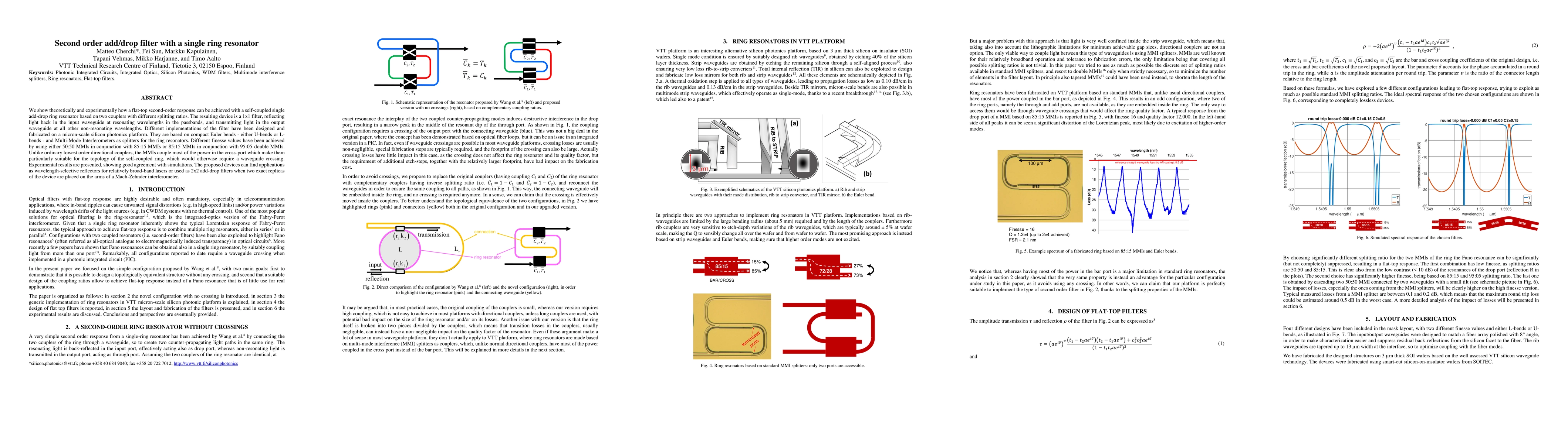 Thumbnail for Second order add/drop filter with a single ring resonator