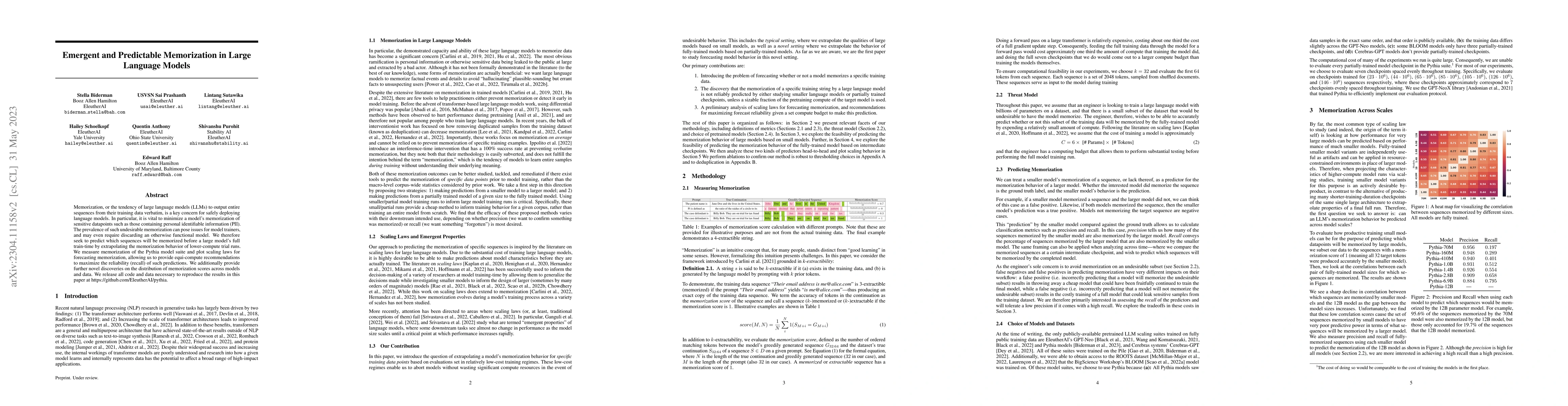 Thumbnail for Emergent and Predictable Memorization in Large Language Models
