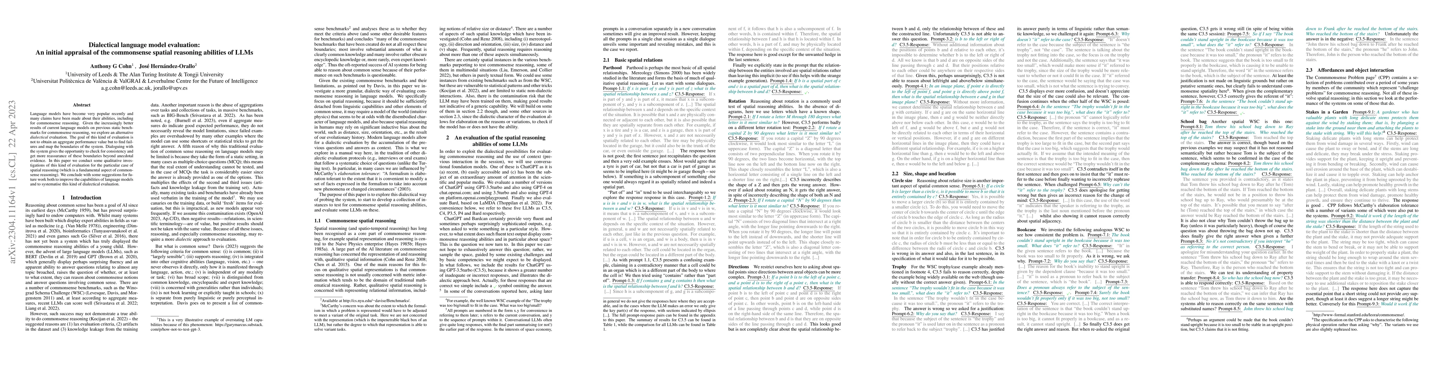Thumbnail for Dialectical language model evaluation: An initial appraisal of the
  commonsense spatial reasoning abilities of LLMs