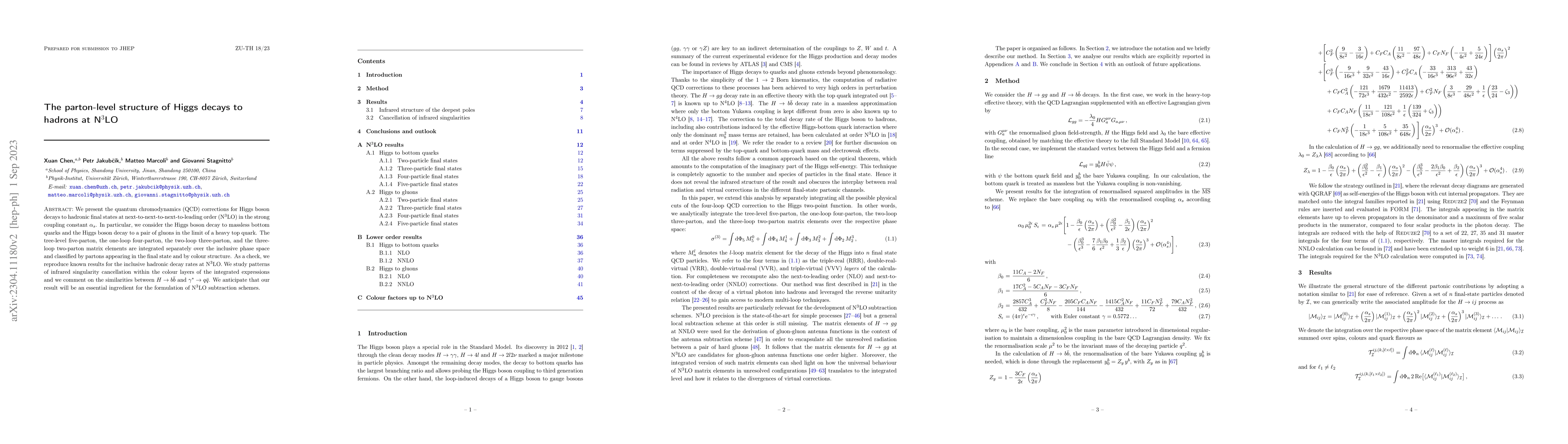 Thumbnail for The parton-level structure of Higgs decays to hadrons at N$^3$LO