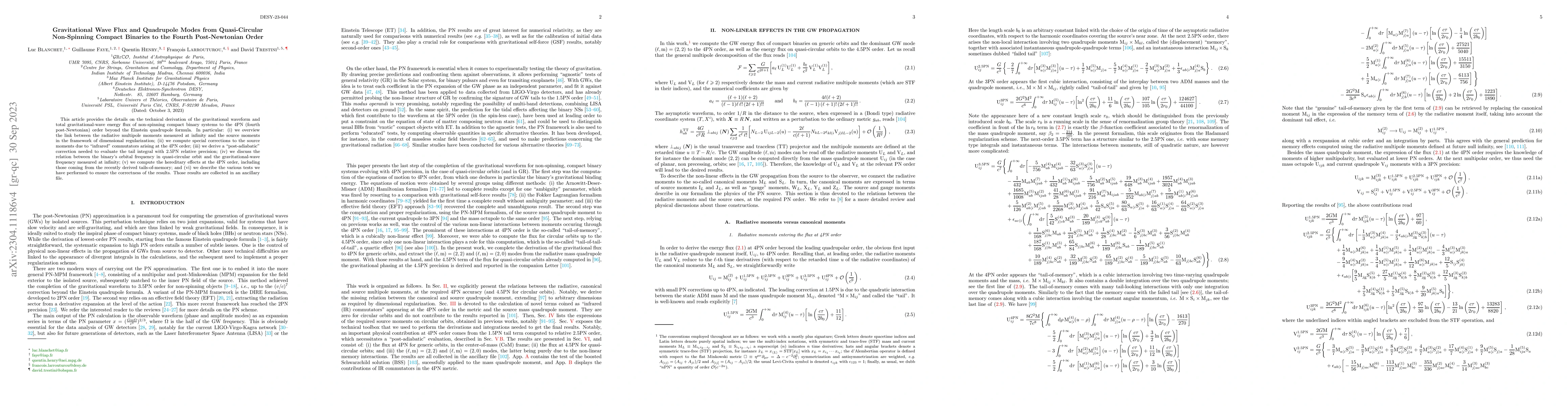 Thumbnail for Gravitational Wave Flux and Quadrupole Modes from Quasi-Circular
  Non-Spinning Compact Binaries to the Fourth Post-Newtonian Order