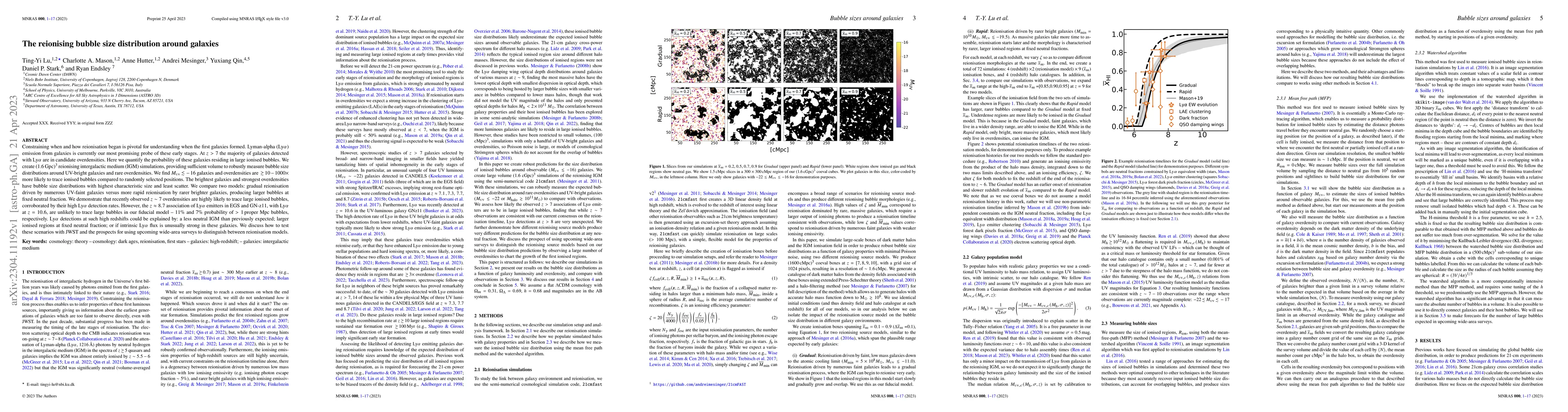 Thumbnail for The reionising bubble size distribution around galaxies