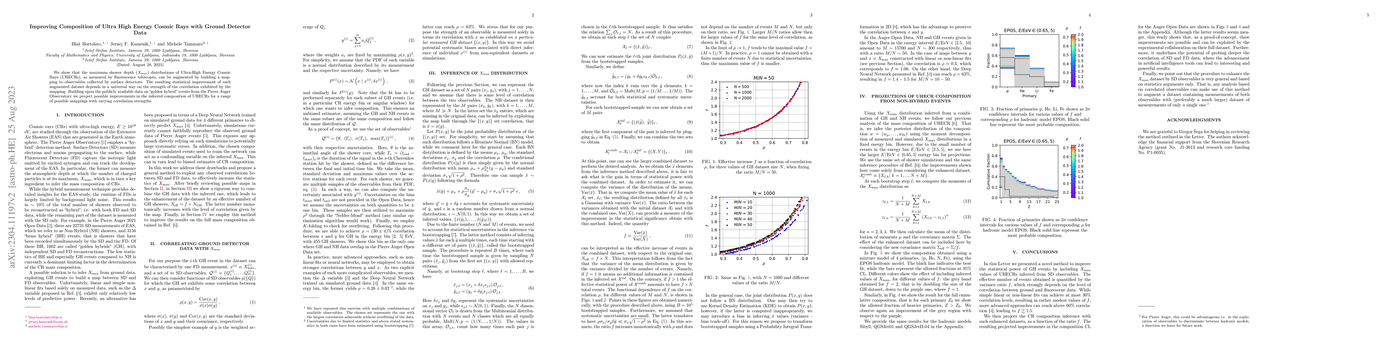 Thumbnail for Improving the Composition of Ultra High Energy Cosmic Rays with Ground
  Detector Data