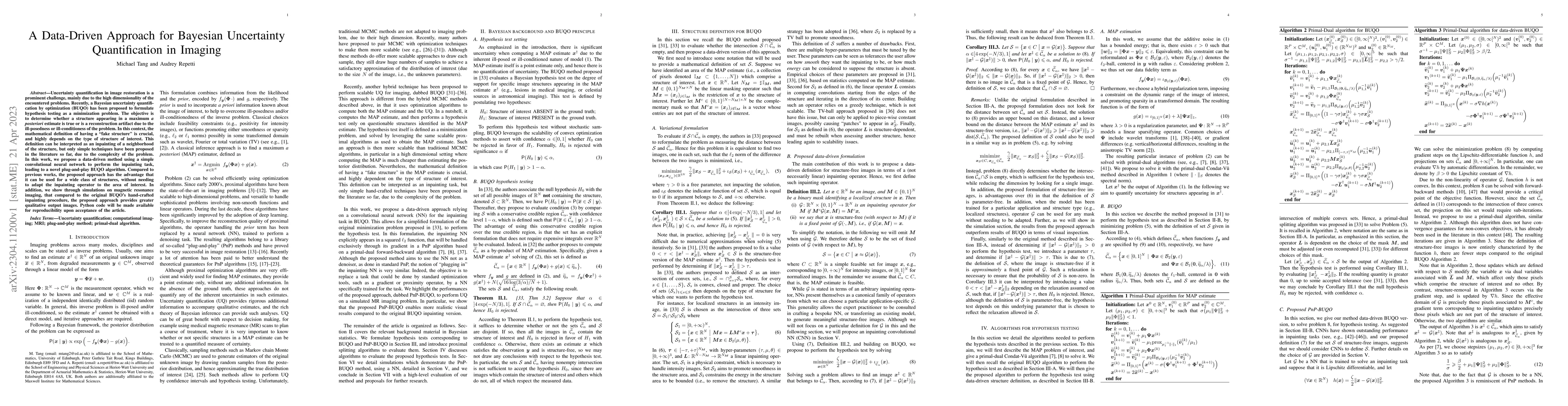 Thumbnail for A Data-Driven Approach for Bayesian Uncertainty Quantification in
  Imaging