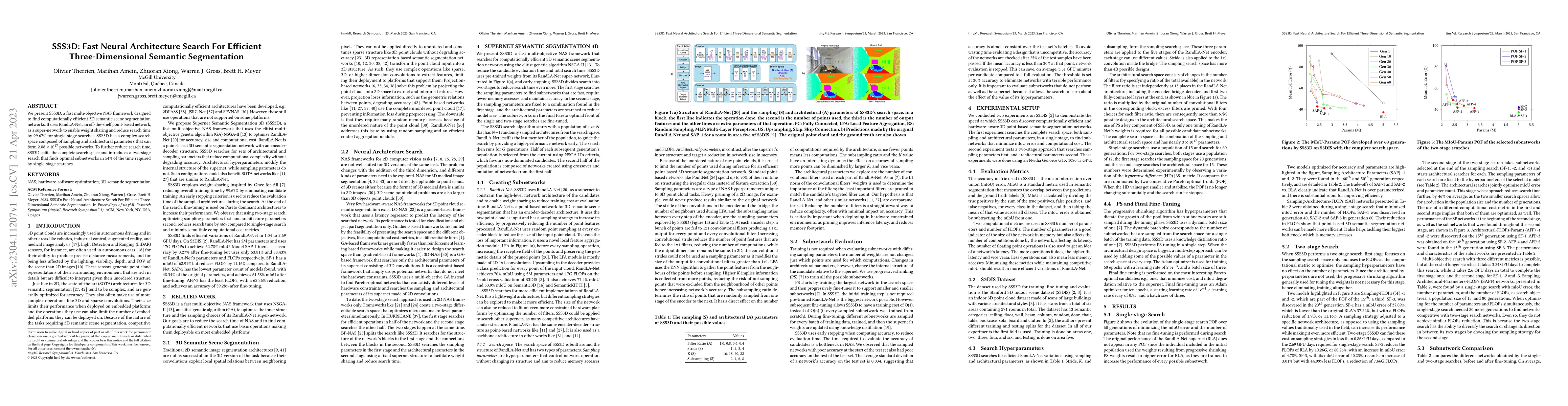 Thumbnail for SSS3D: Fast Neural Architecture Search For Efficient Three-Dimensional
  Semantic Segmentation