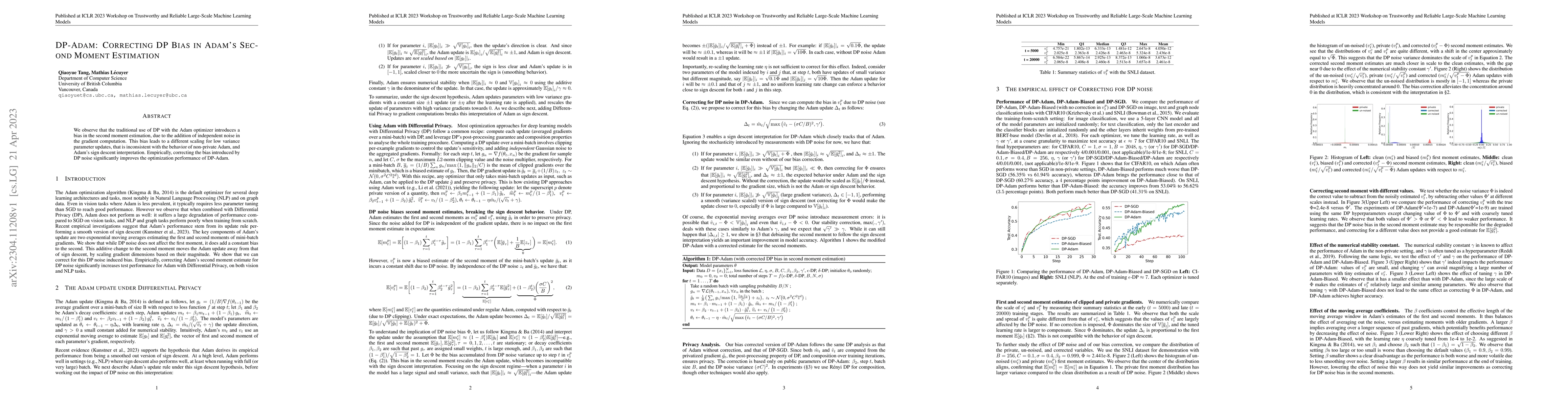 Thumbnail for DP-Adam: Correcting DP Bias in Adam's Second Moment Estimation