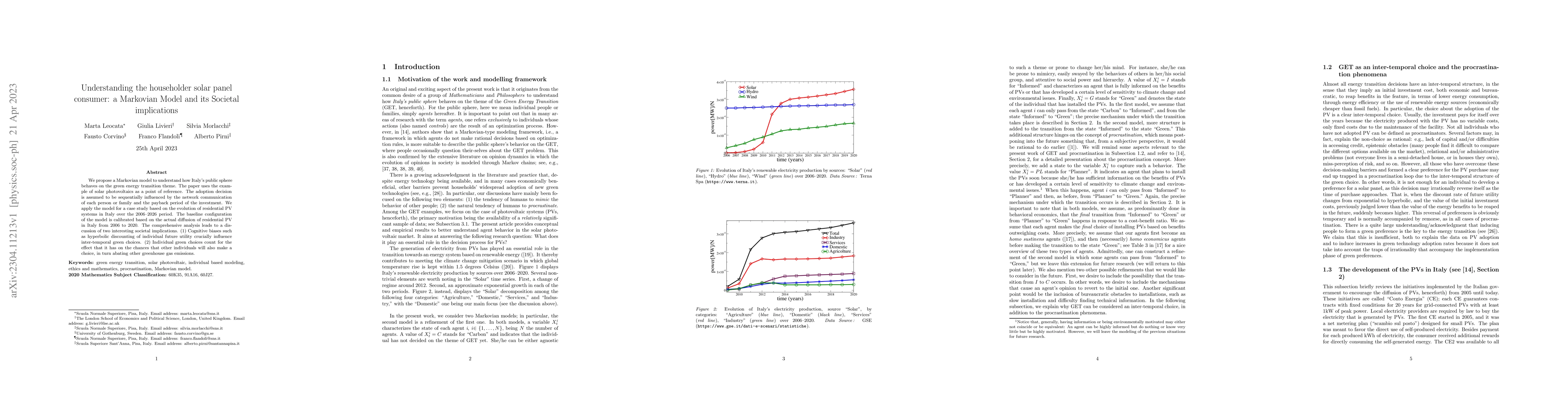 Thumbnail for Understanding the householder solar panel consumer: a Markovian Model
  and its Societal implications