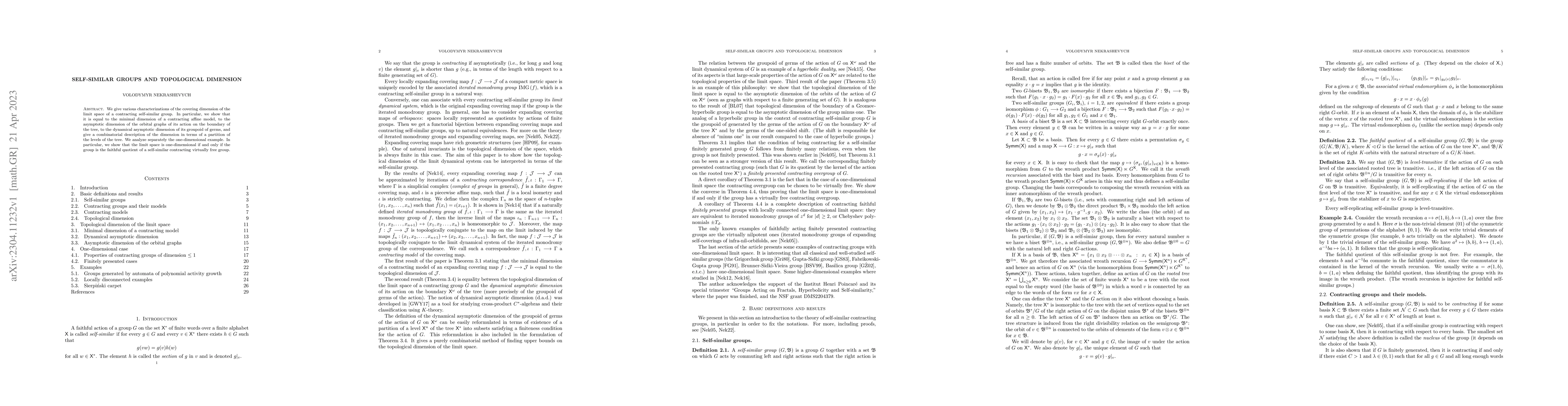 Thumbnail for Self-similar groups and topological dimension