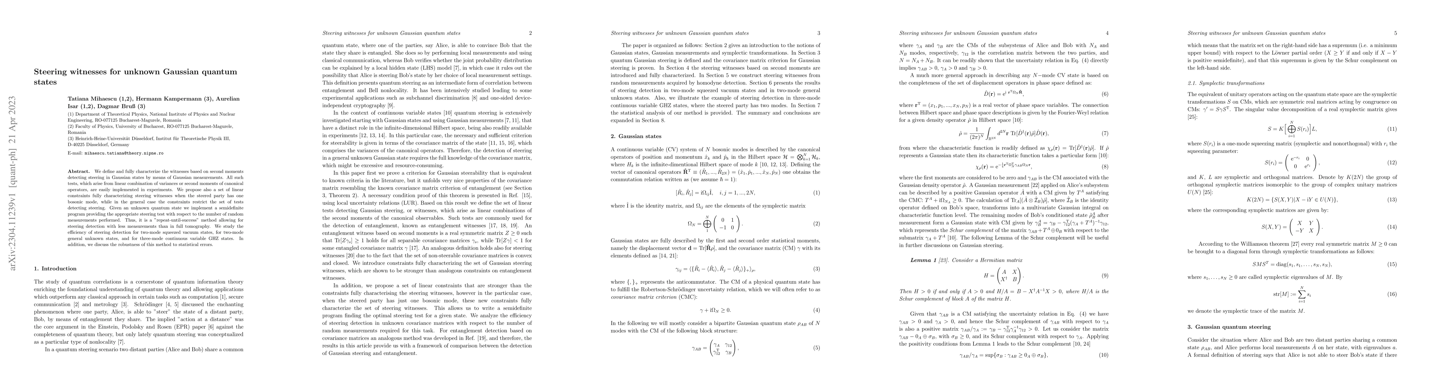 Thumbnail for Steering witnesses for unknown Gaussian quantum states