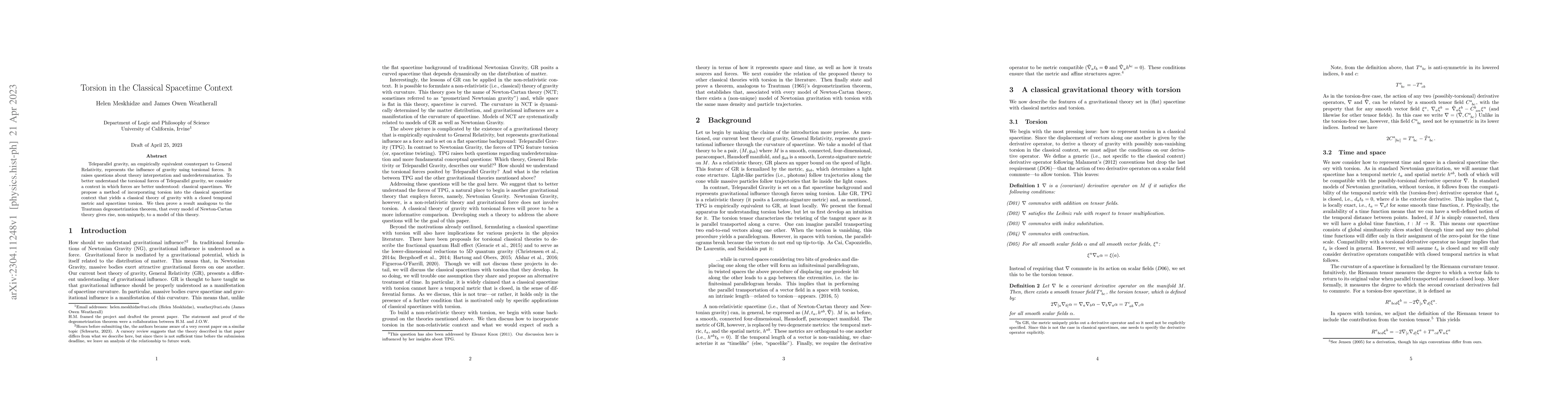 Thumbnail for Torsion in the Classical Spacetime Context