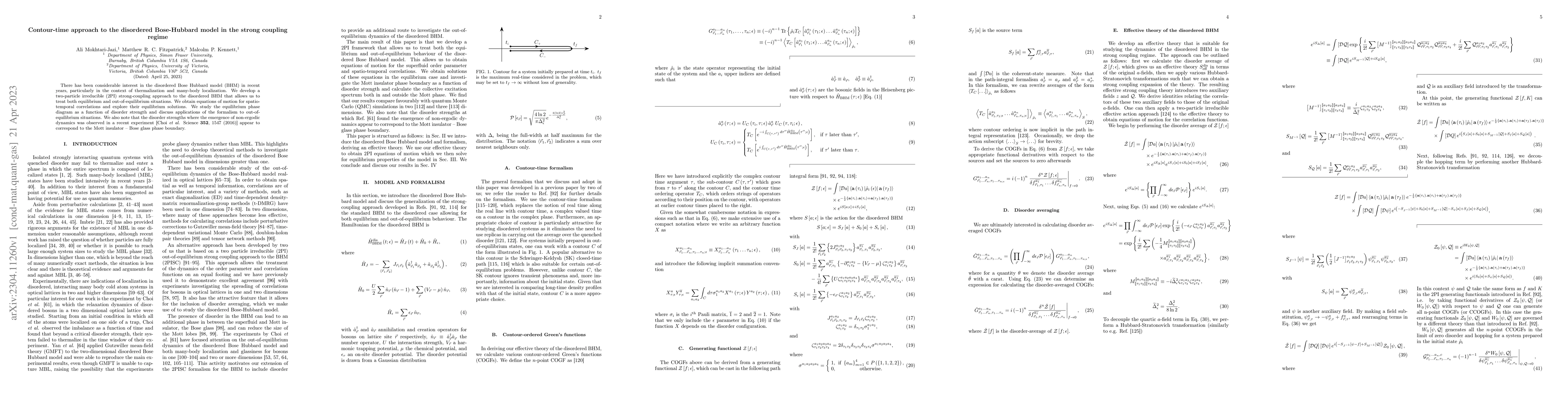 Thumbnail for Contour-time approach to the disordered Bose-Hubbard model in the strong
  coupling regime