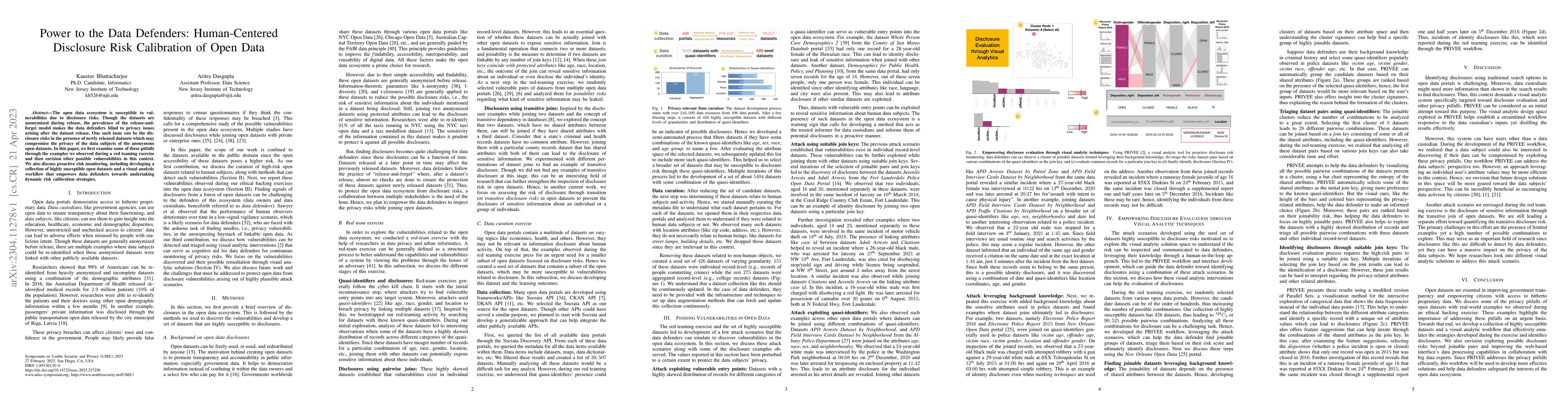 Thumbnail for Power to the Data Defenders: Human-Centered Disclosure Risk Calibration
  of Open Data