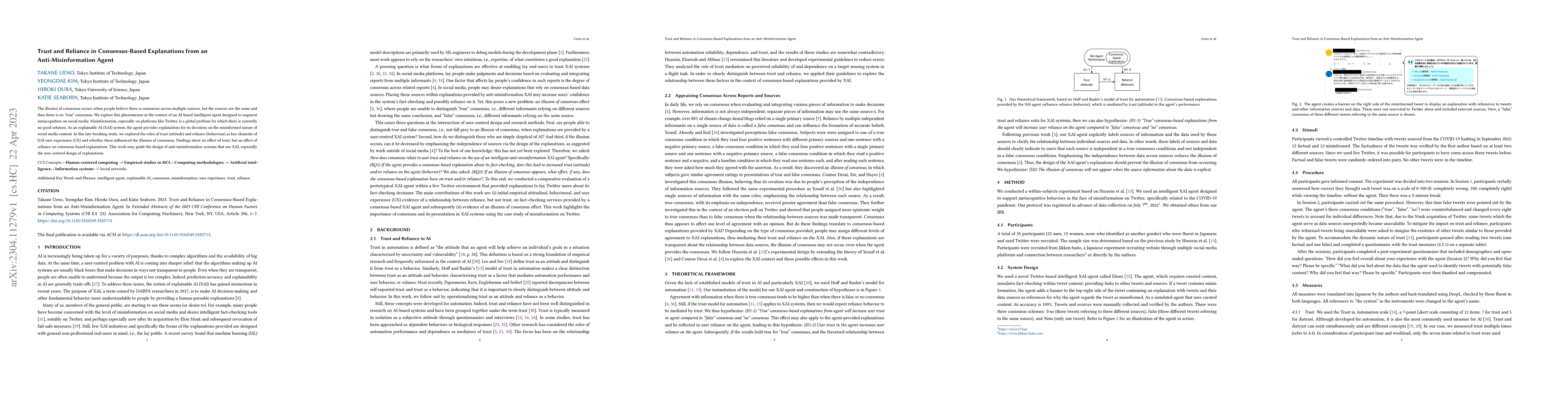 Thumbnail for Trust and Reliance in Consensus-Based Explanations from an
  Anti-Misinformation Agent