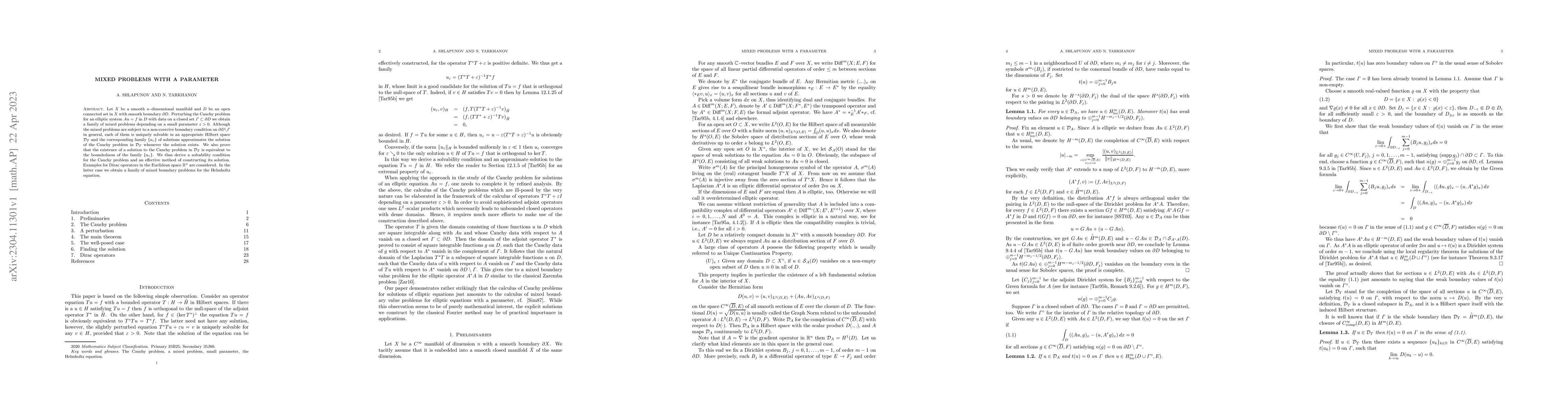 Thumbnail for Mixed Problems with a Parameter